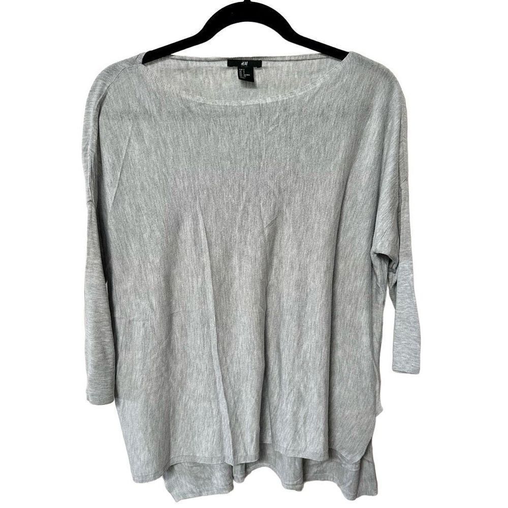 H & M grey boat neck high low long sleeve top
